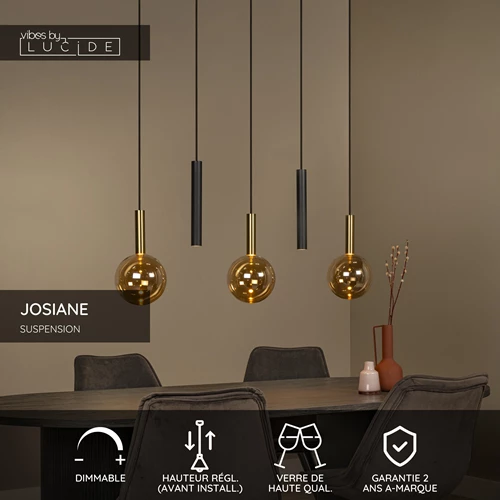 Lucide JOSIANE - Suspension - 3xG9 - Ambre | Vibes - USP